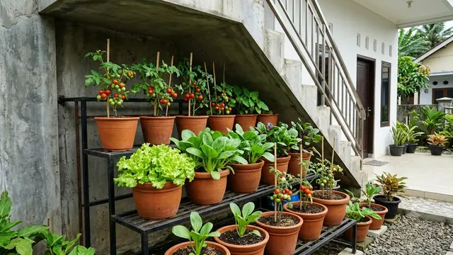 Ide Taman Mini di Bawah Tangga Luar Rumah