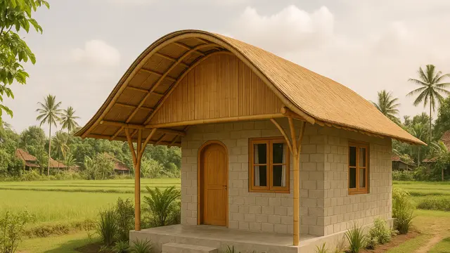 Model Rumah Kecil tapi Cantik dari Bambu dan Batako di Desa