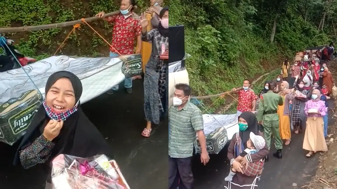 Euforia momen seserahan pihak lelaki diantarkan ke rumah kekasihnya.