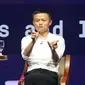 Pendiri Alibaba Group Jack Ma dalam diskusi panel “Disrupting Development” Pertemuan IMF-Bank Dunia di Nusa Dua, Bali pada Jumat (12/10). Jack Ma hadir membahas digital ekonomi. (Liputan6.com/Angga Yuniar)