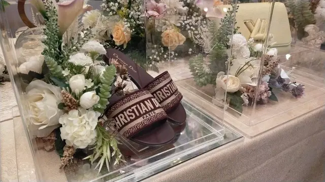 Christian Dior Dway Slide Burgundy Embroidered Cotton