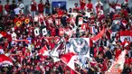 Suporter&nbsp;Indonesia membuat koreografi saat memberikan dukungan kepada Timnas Indonesia U-23 pada laga perempat final Piala Asia U-23 2024 melawan Korea Selatan U-23 di Abdullah bin Nasser bin Khalifa Stadium, Qatar, Jumat (26/04/2024) WIB. (Dok. AFC)