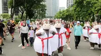 Aksi Terbaru MooGyu Si Sapi Viral di Jakarta, Ajak Warga Jalani Hidup Sehat