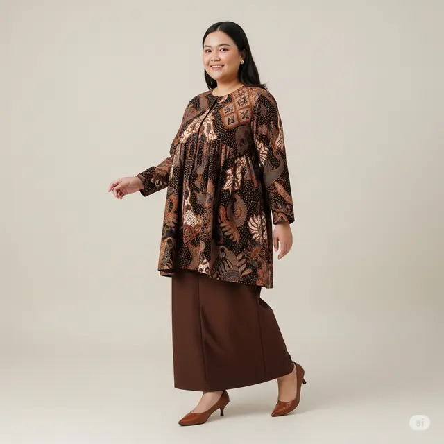 9 Model Kemeja Batik Wanita Gemuk yang Modis dan Nyaman