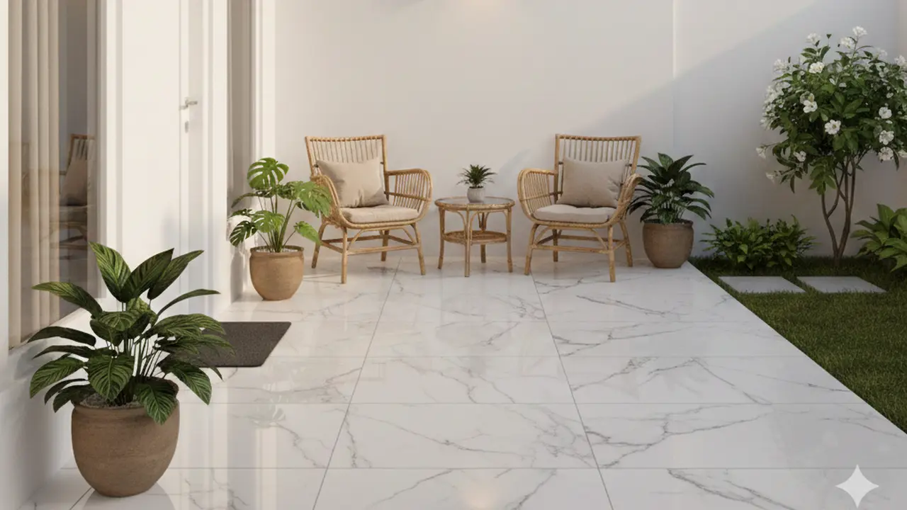 Model lantai teras rumah kecil (Foto: Gemini AI)