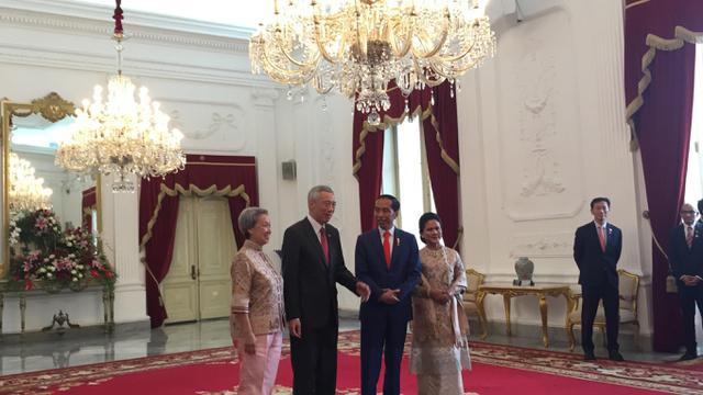 Presiden Joko Widodo atau Jokowi menerima kedatangan Perdana Menteri Lee Hsien Loong di Istana, Minggu (20/10/2019).