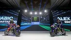 Pembalap Monster Energy Yamaha, Fabio Quartararo dan Alex Rins, hadir dalam acara launching motor baru untuk mengarungi MotoGP 2026 di Jakarta, Rabu (21/1/2026). (Bola.com/M Iqbal Ichsan)