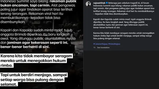 Unggahan Najwa Shihab. (Instagram/ najwashihab)
