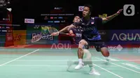 Anthony Sinisuka Ginting melaju ke Final Indonesia Open 2023 usai menang dua set langsung melawan Li Shi Feng (China) 21-17, 21-15. (Liputan6.com/Herman Zakharia)
