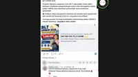 Cek Fakta Liputan6.com mendapati klaim link pendaftaran untuk mendapatkan BLT UMKM 2026 via Telegram. (Foto: tangkapan layar Facebook)