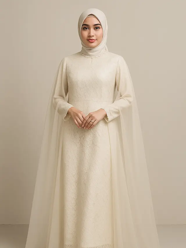 Gamis Brokat Setengah Badan yang Sedang Tren di 2025 (Foto: ChatGPT)