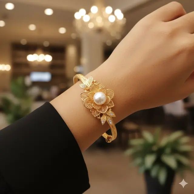 Gelang Mutiara dengan Motif Floral