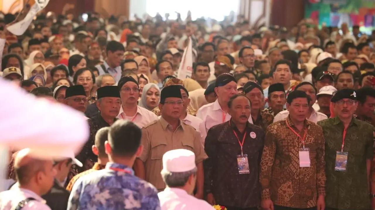 Calon presiden Prabowo Subianto menghadiri deklarasi ribuan purnawirawan TNI-Polri di Grand Pasific Hall Yogyakarta, Rabu, 27 Februari 2019.