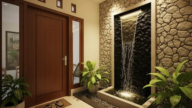 Kolam Ikan Vertikal di Area Foyer (The Welcome Waterfall)