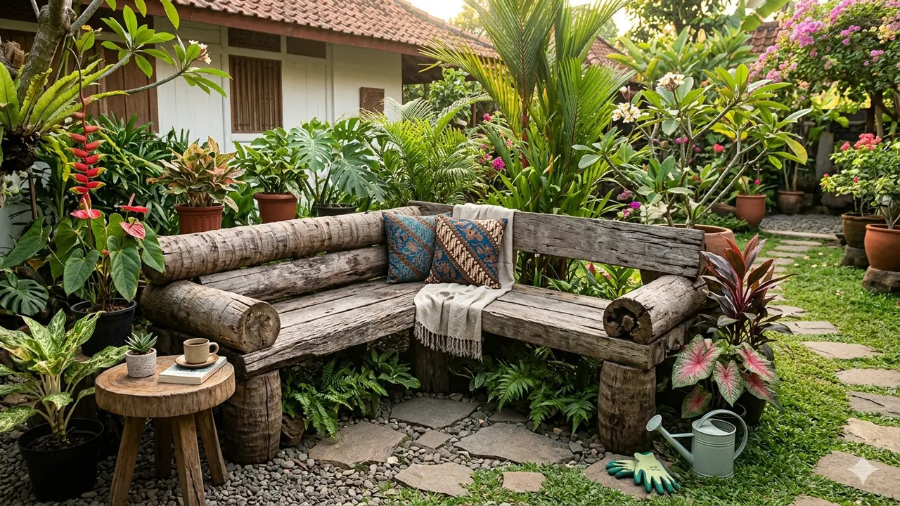 Inspirasi Tempat Duduk Taman dari Batang Kelapa Bekas yang Estetik dan Bisa Dibuat Sendiri di Rumah