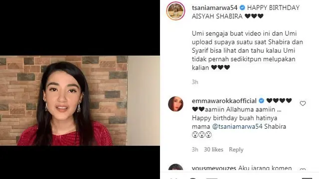 Tak bisa bertemu saat anak ulang tahun, Tsania Marwa Bikin video menyentuh