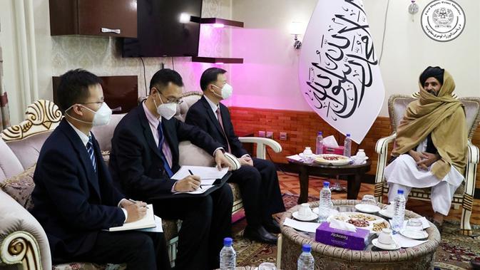 Pertemuan delegasi China dan Taliban. Dok: Kedubes RRC di Afghanistan via Global Times