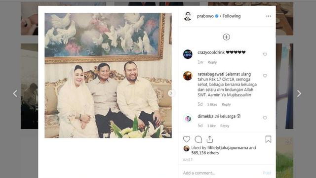 Prabowo Subianto bersama mantan istrinya Titiek Soeharto dan anak tunggalnya Didit Hedi Prasetyo