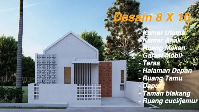 Desain Rumah 8x10 1 Lantai Minimalis dengan Roster
