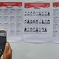 Warga mengambil gambar contoh surat suara saat mengikuti simulasi pemungutan dan pencoblosan surat suara Pemilu 2019 di Taman Suropati, Jakarta, Rabu (10/4). Simulasi dilakukan untuk meminimalisir kesalahan dan kekurangan saat pencoblosan pemilu pada 17 April nanti (Liputan6.com/Johan Tallo)