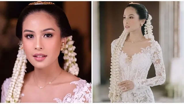6 Potret Detail Busana dan Makeup Maudy Ayunda di Rangkaian Acara Pernikahan