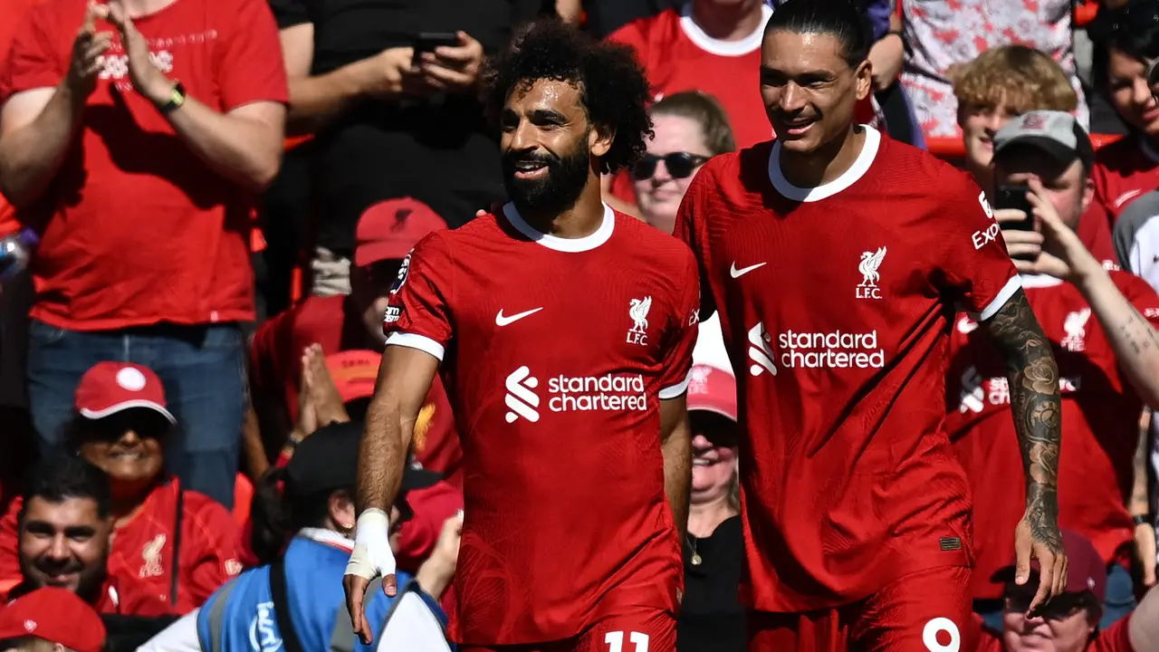 Darwin Nunez dan Mohamed Salah - Liverpool Vs Aston Villa di Premier League 2023/2024