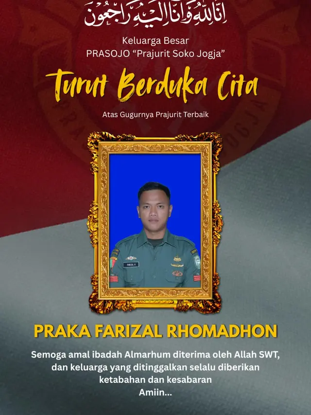 Anggota TNI Praka Farizal Rhomadhon gugur dalam serangan Israel di Lebanon. (Istimewa)