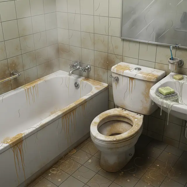 Kamar mandi penuh kerak (Image by Gemini AI)