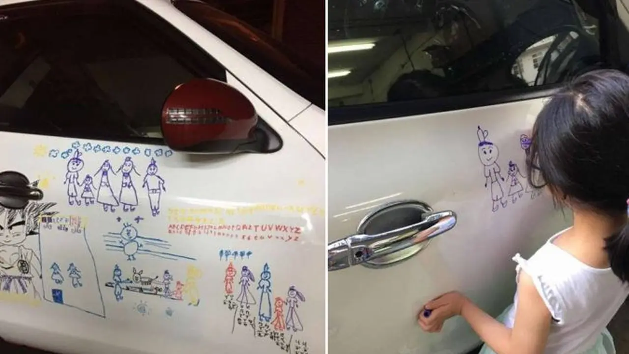 Ayah ini Sengaja Biarkan Putrinya Mencorat-Coret Mobil
