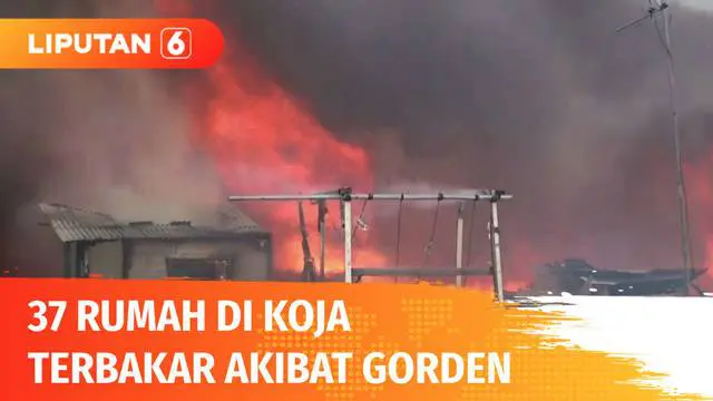 Kebakaran menghanguskan puluhan rumah di kawasan padat penduduk di Koja, Jakarta Utara, diduga kebakaran akibat ulah seorang warga yang depresi dan sengaja membakar gorden usai ribut dengan adiknya.
