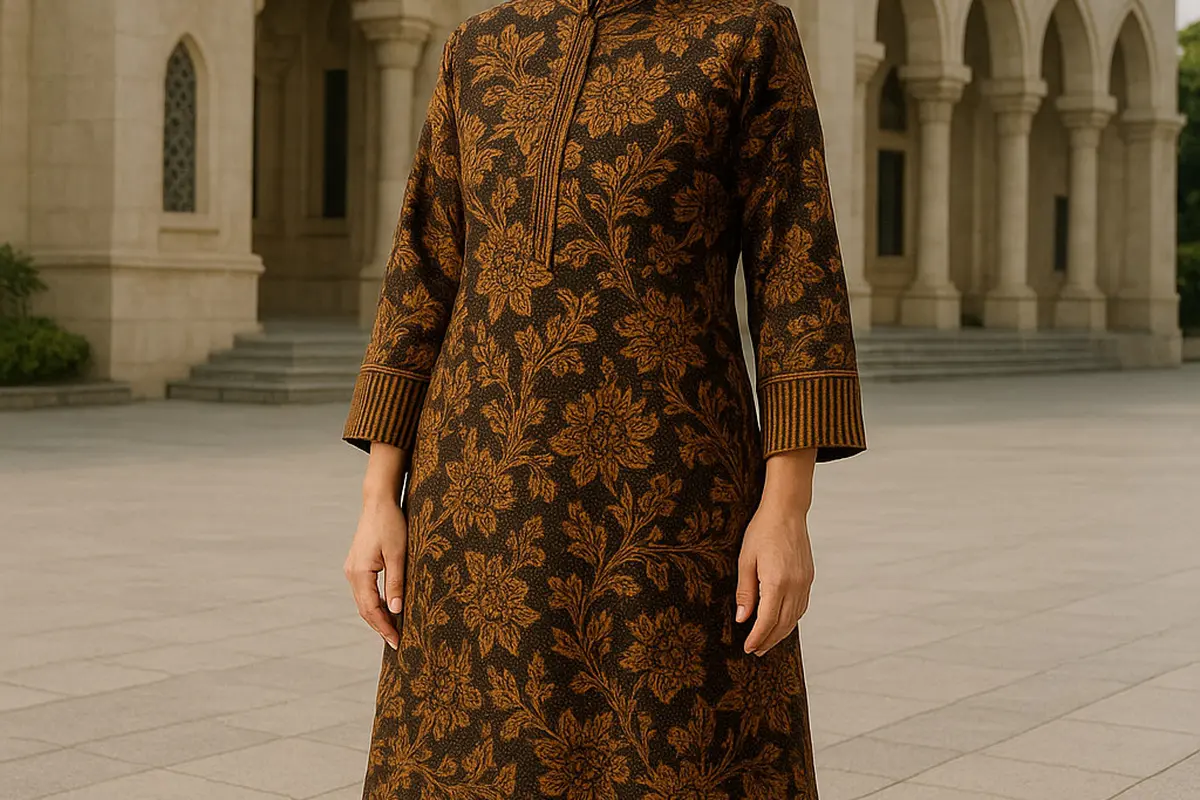 Rekomendasi Gamis Batik Kombinasi Lurik untuk Ibu-Ibu Usia 50-an
