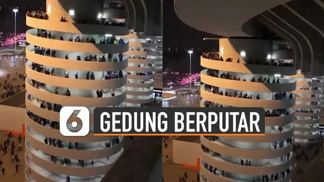 Terlihat seperti ilusi mata ketika melihat gedung di Stadion San Siro, Milan, Italia ini seperti berputar saat para penonton berjalan.