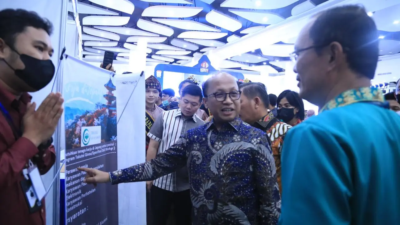 Sekretaris Jenderal Kementerian Ketenagakerjaan, Anwar Sanusi di acara Job Fair Tahun 2023, bertempat di Kota Palembang, Sumatera Selatan, Rabu (7/6/2023).