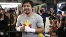 Pacquiao sedang berlatih di Wild Card Boxing, Los Angeles. (AP Photo/Jae C. Hong)