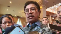 Menkominfo Johnny G. Plate saat ditemui di acara Gerakan Menuju 100 Smart City di Jakarta, Rabu (6/11/2019). (Liputan6.com/ Agustin Setyo Wardani)