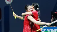 Ganda putri Indonesia Greysia Polii/Nitya Krishinda Maheswari berpeluang lolos ke semifinal BWF Dubai World Superseries Finals 2015. (Liputan6.com/Humas PP PBSI)