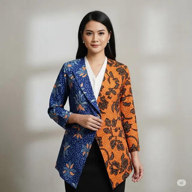 Model Baju Batik Asimetris. Foto: Gemini