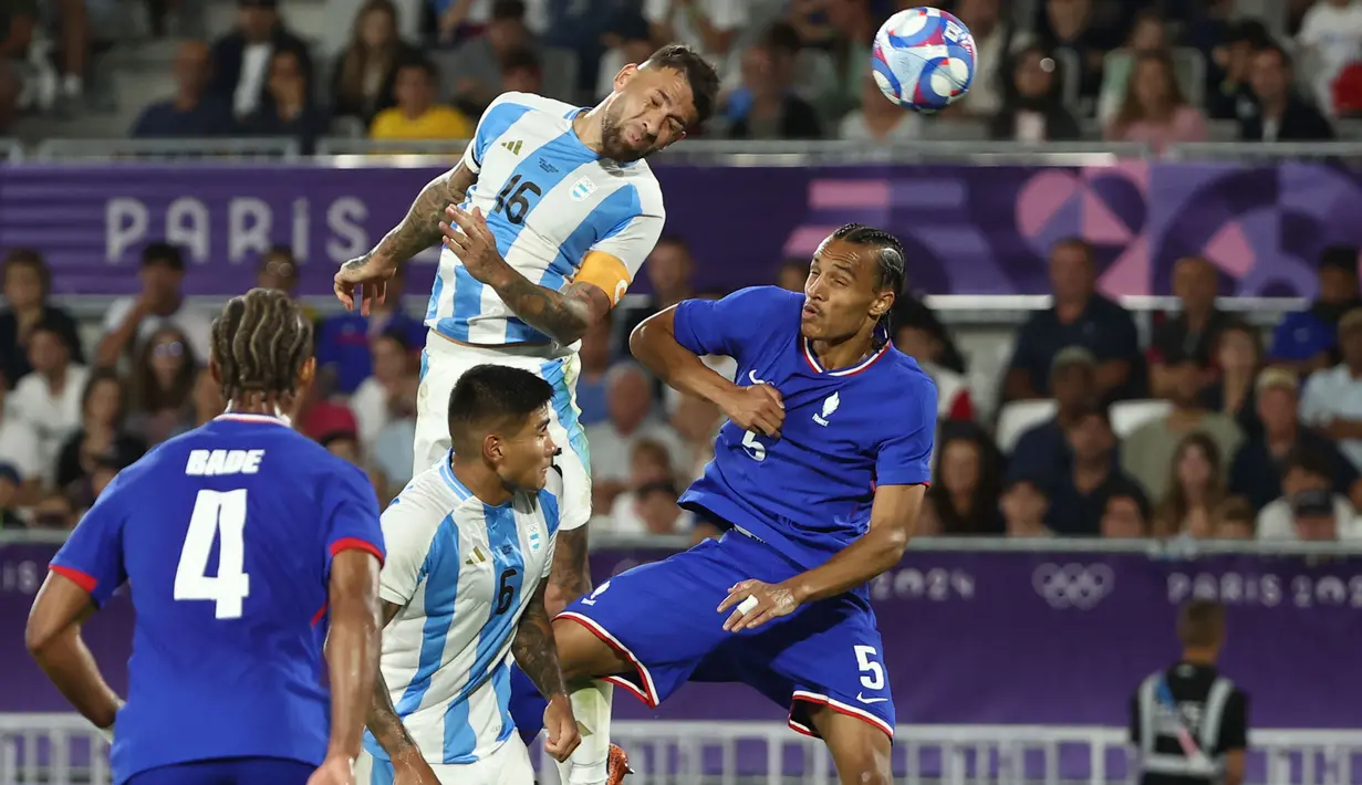 Gol tunggal kemenangan Prancis U-23 dicetak Jean-Philippe Mateta pada awal babak pertama. (ROMAIN PERROCHEAU/AFP)