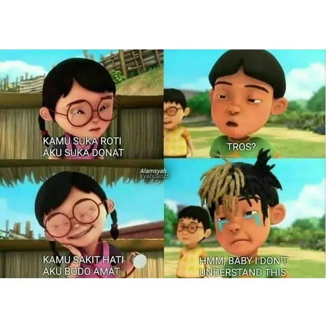7 Meme Kisah Cinta Mail dan Mei Mei Upin Upin Ini Kocak