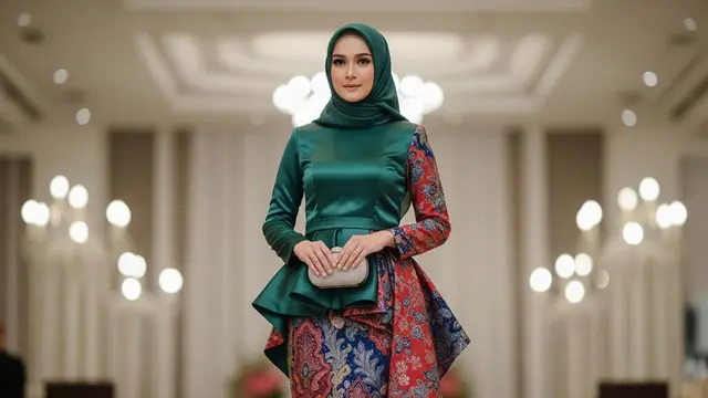 Gamis Batik Brokat Kombinasi Satin Mewah