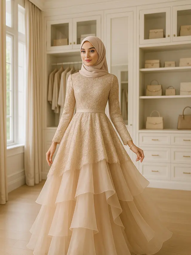Tren Long Dress Brokat Hijab 2025 yang Elegan dan Syari
