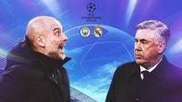 Liga Champions - Ilustrasi Duel Pelatih - Manchester City Vs Real Madrid (Bola.com/Adreanus Titus)