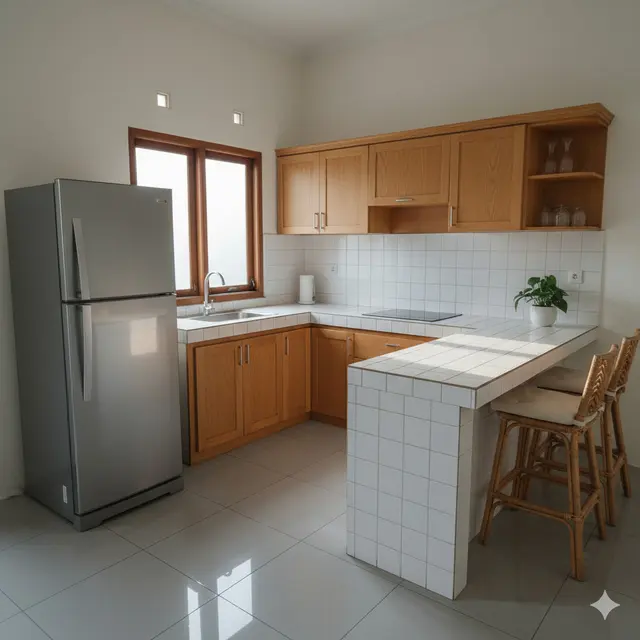 Model Dapur Kecil dengan Meja Bar