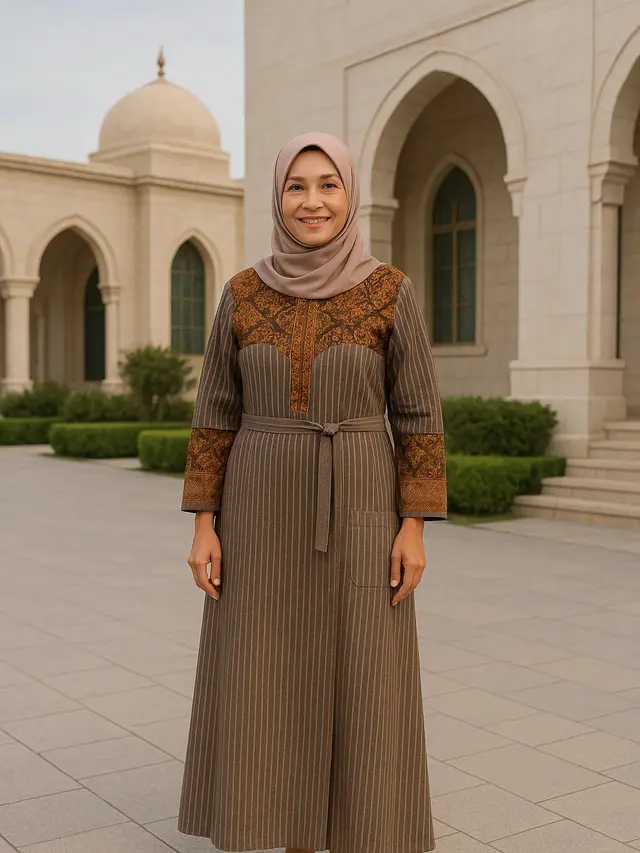 Rekomendasi Gamis Batik Kombinasi Lurik untuk Ibu-Ibu Usia 50-an