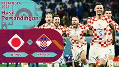 Berita motion grafis data dan statistik pertandingan Piala Dunia 2022 antara Jepang melawan Kroasia di babak 16 besar Piala Dunia 2022 di Al Janoub Stadium, Senin (5/12/2022).
