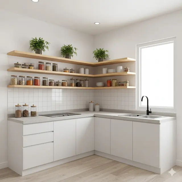 Dapur Minimalis 2×1 dengan Ambalan Dinding