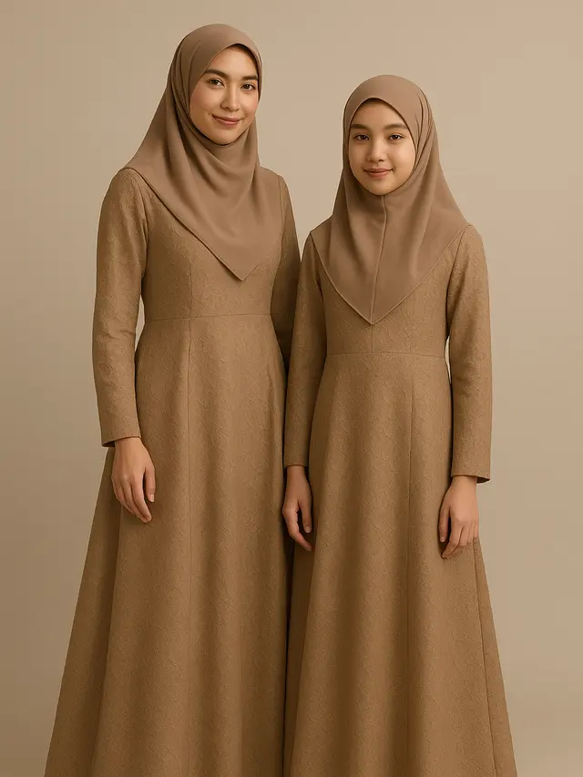Gamis Brokat Modern Minimalis dengan Siluet A-Line