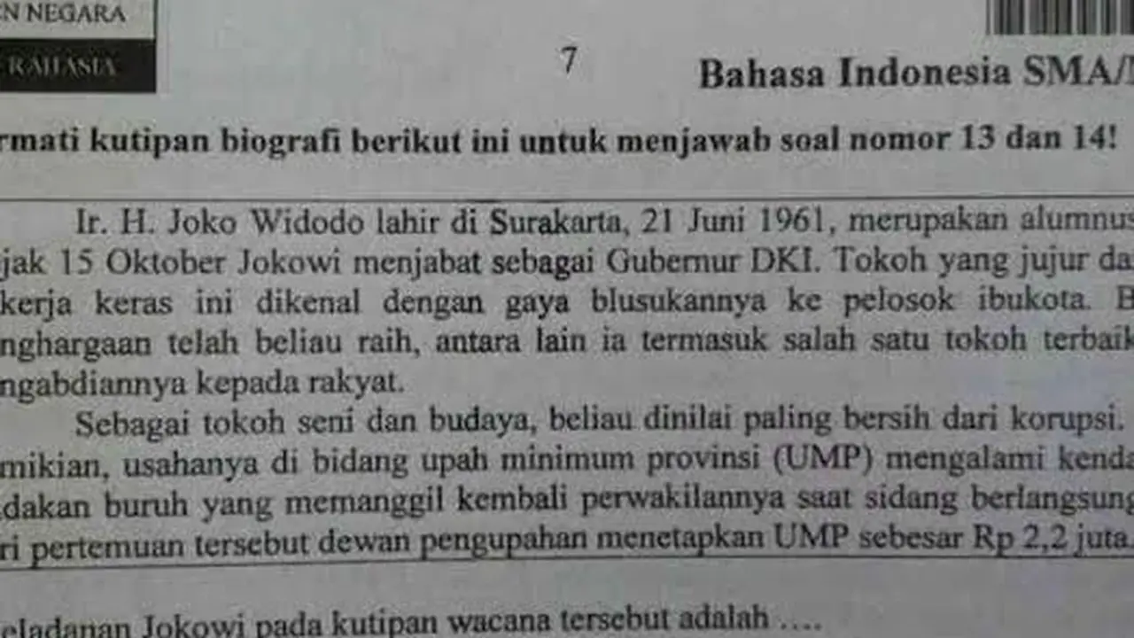 Ada Jokowi di Soal UN, Polisi Sebut Bukan Pelanggaran