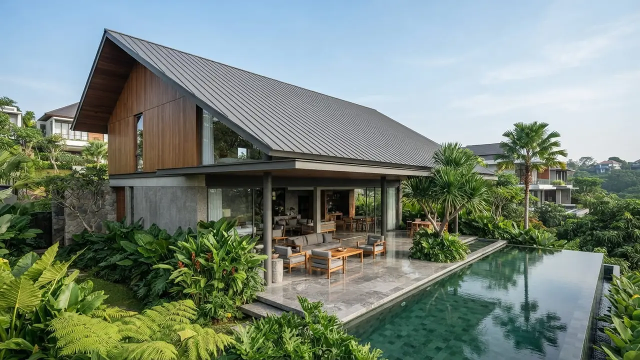 Desain Rumah Minimalis Atap Miring yang Terlihat Mewah