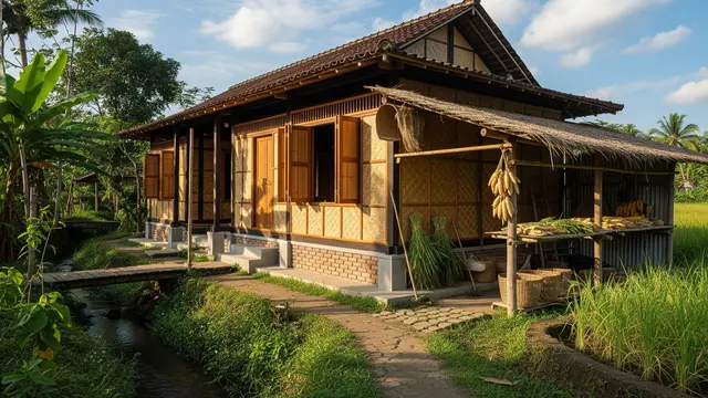 Contoh Rumah Sederhana di Desa Dekat Sungai dan Sawah Kecil dengan Desainnya yang Cantik dan Bikin Betah